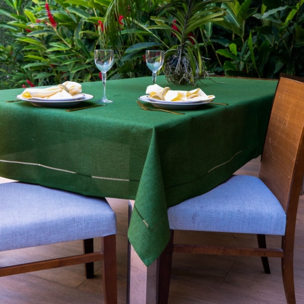 toalha de mesa temática verde amarela