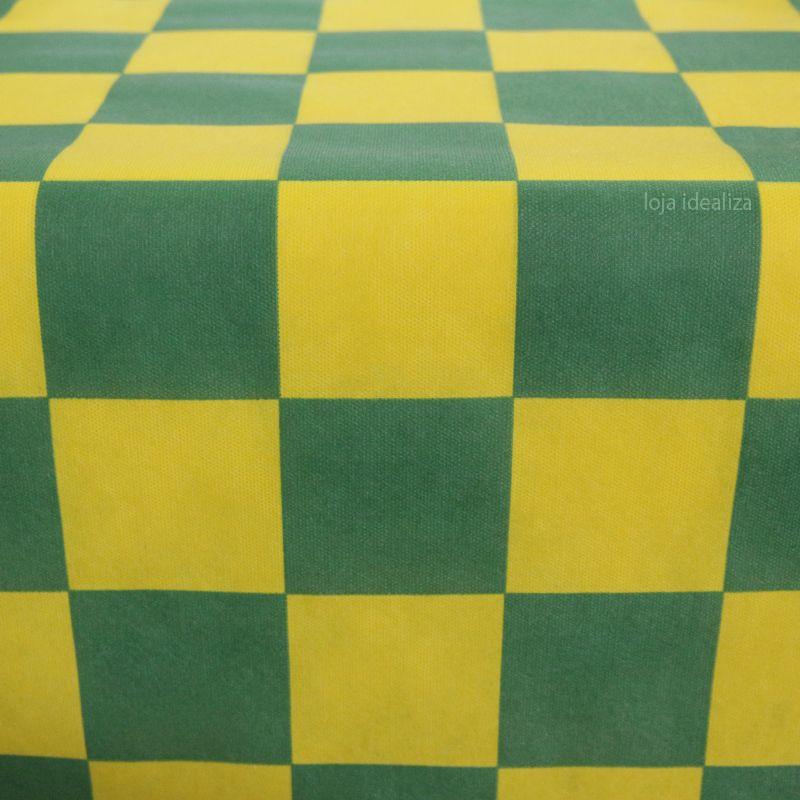 toalha de mesa lavável verde e amarela
