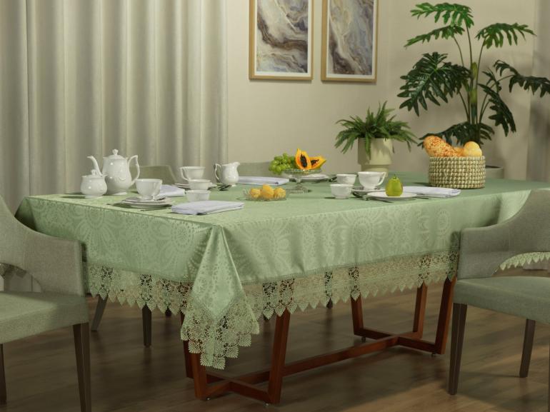 toalha de mesa lavável verde e amarela