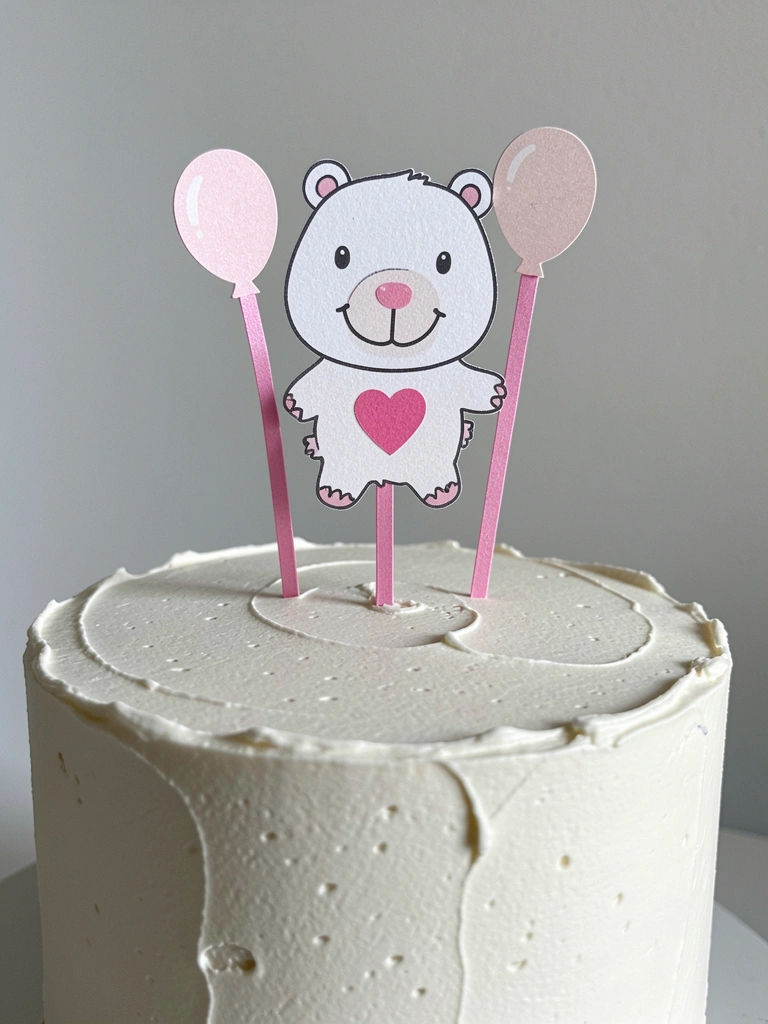 Topo de bolo de papel cortado e colado sobre esmalte, com detalhes em camadas.