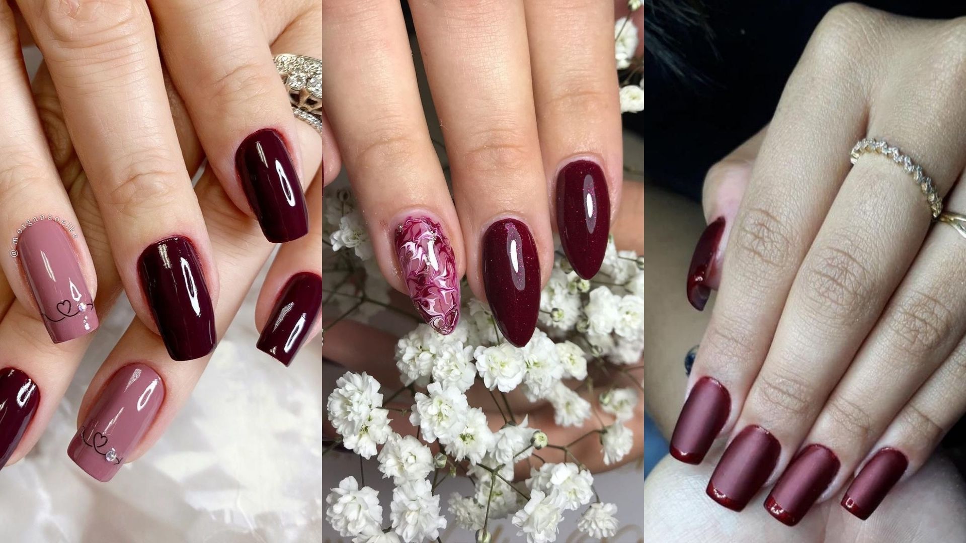 unha decorada burgundy