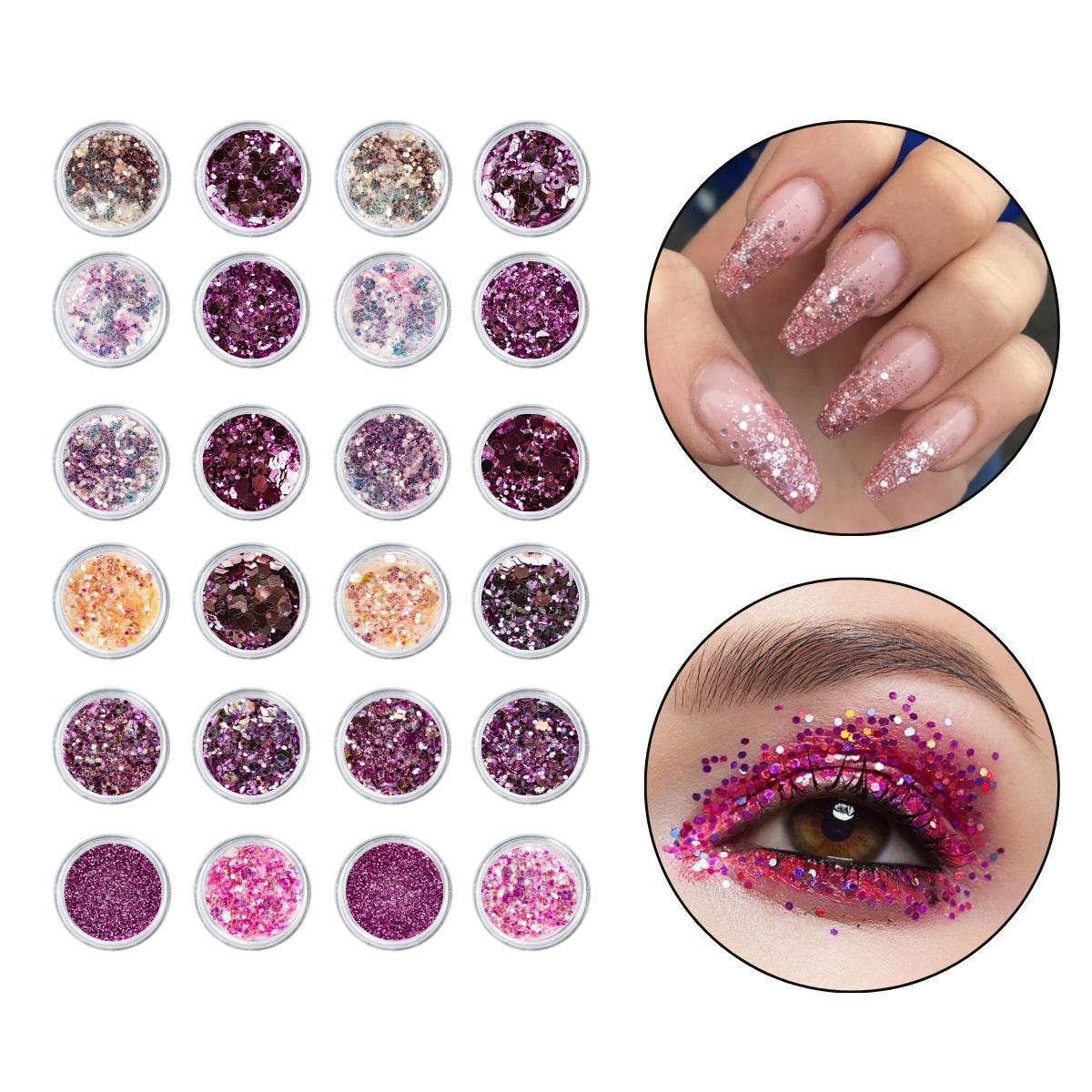 unha decorada rosa glitter