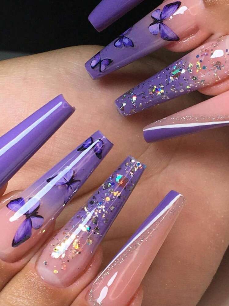unha roxa com glitter para casamento