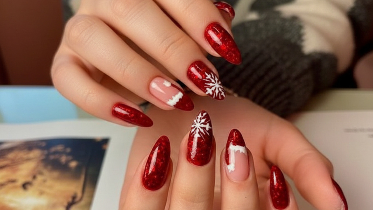 unha de natal glitter