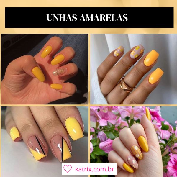 decoração de unhas amarela