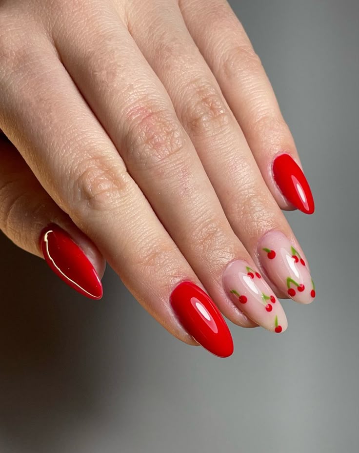 unha decorada com cereja