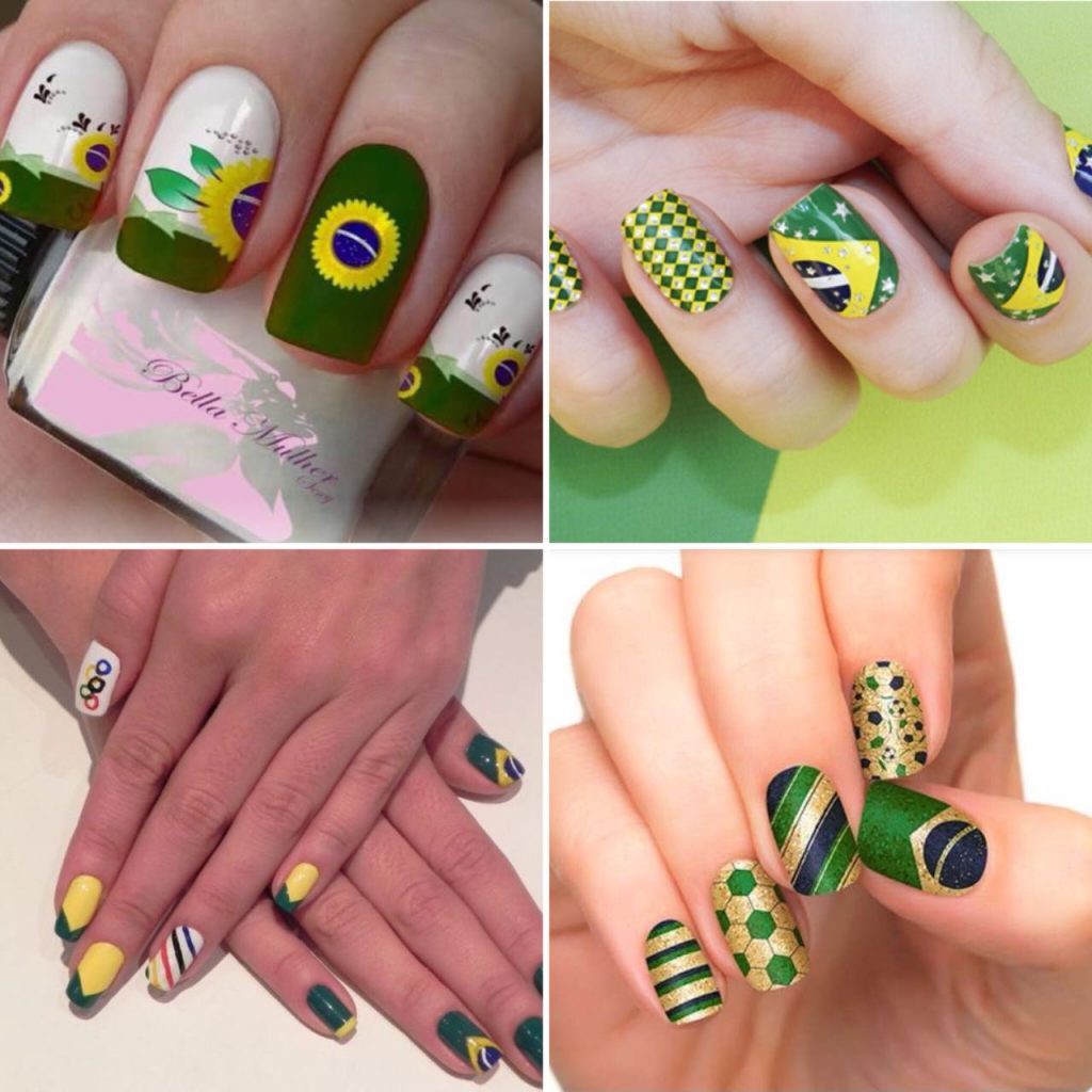 unhas verde e amarelo