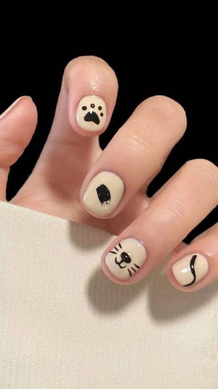 unha decorada animal print gato