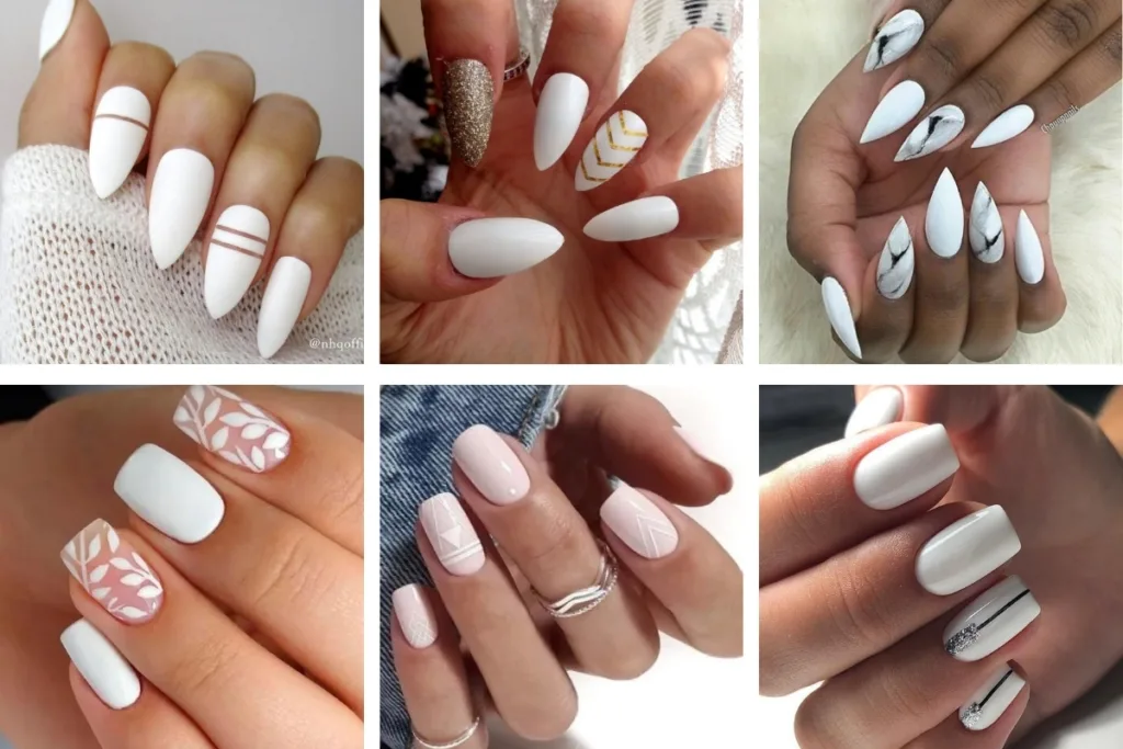 unhas gel branco degradê
