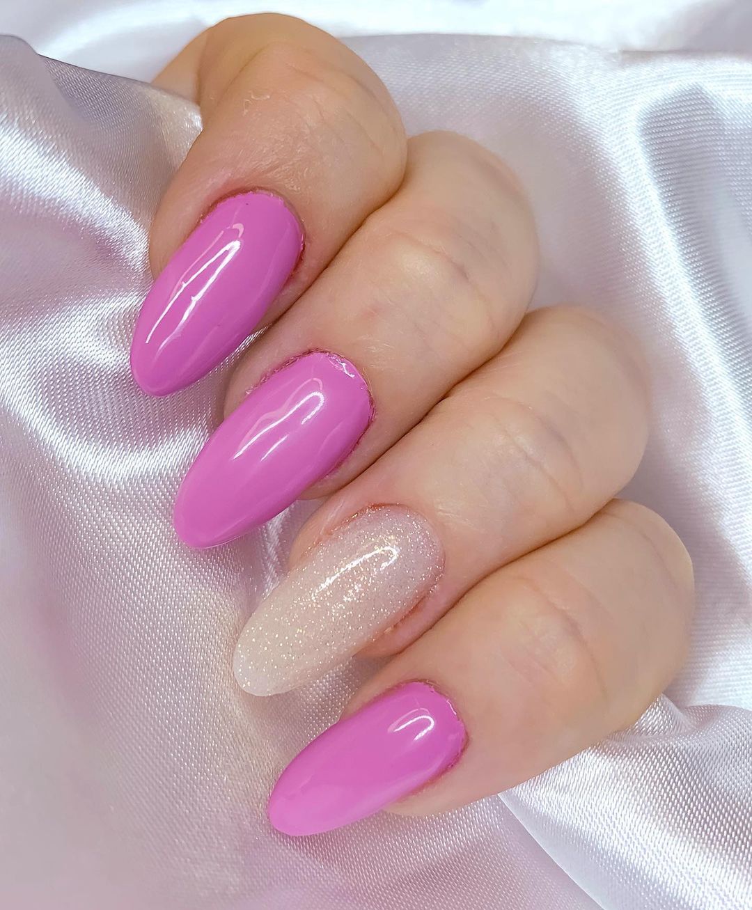 unha rosa bebe com cromado