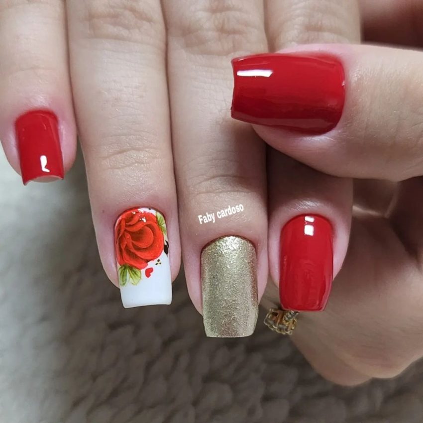 unha decorada vermelha simples