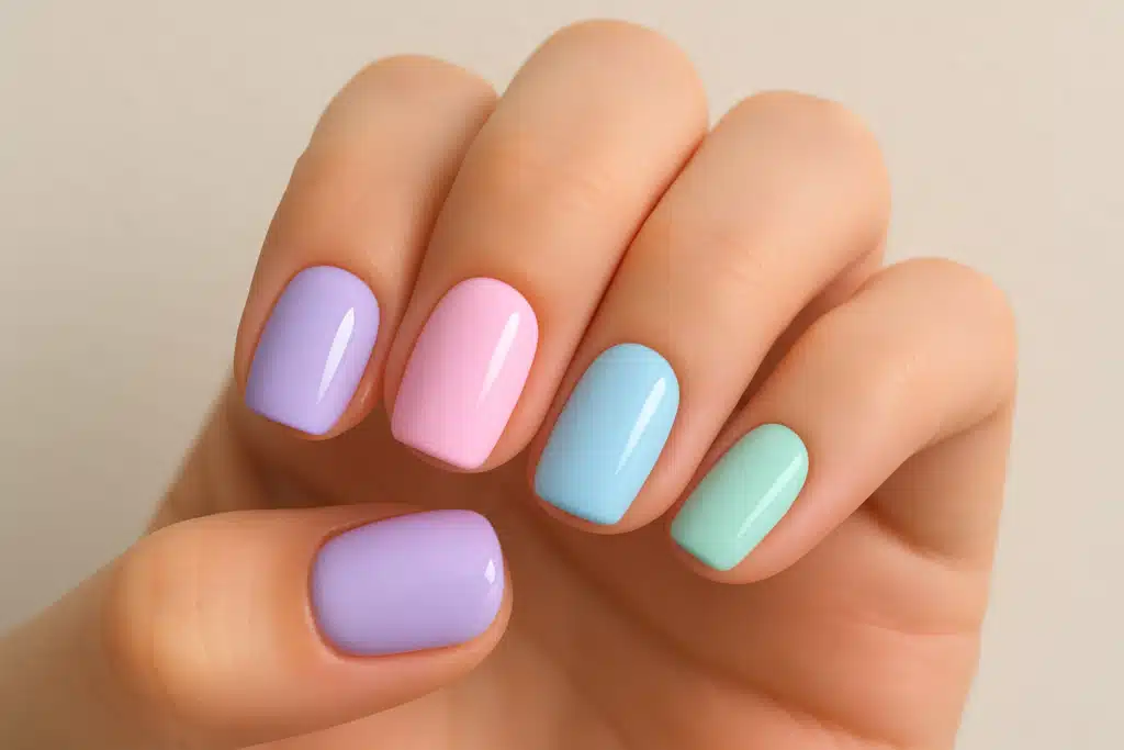 unhas coloridas suaves