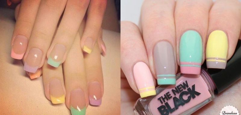 unhas francesinha pastel