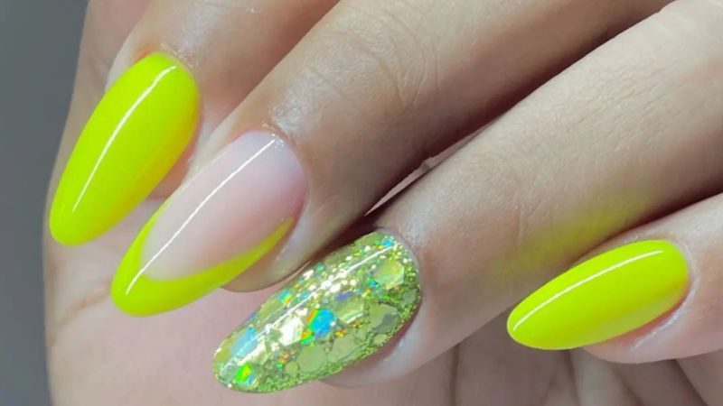unha decorada verde e amarelo para copa