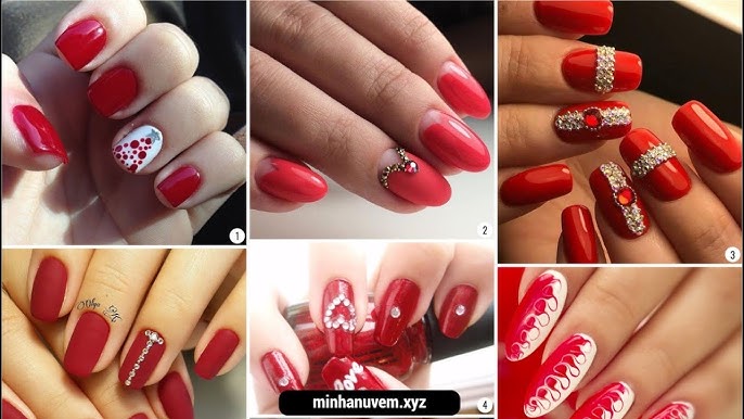 unha em gel decorada vermelha