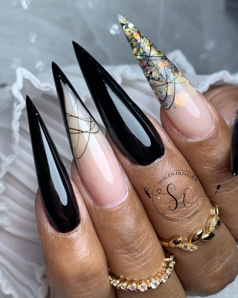 unha stiletto rosa