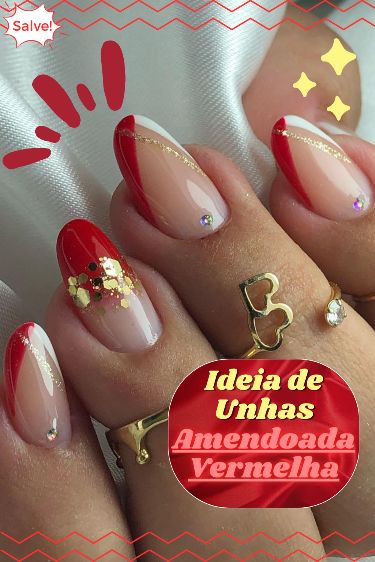 unha decorada fácil vermelha
