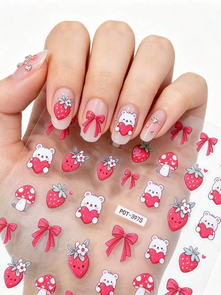 nail art Hello Kitty vermelha