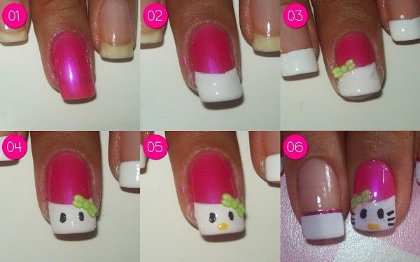 unha Hello Kitty simples