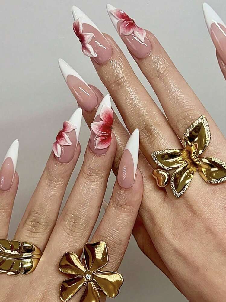 unhas 3d flores