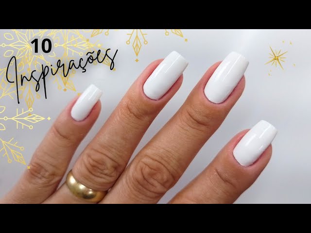 unhas brancas com preto
