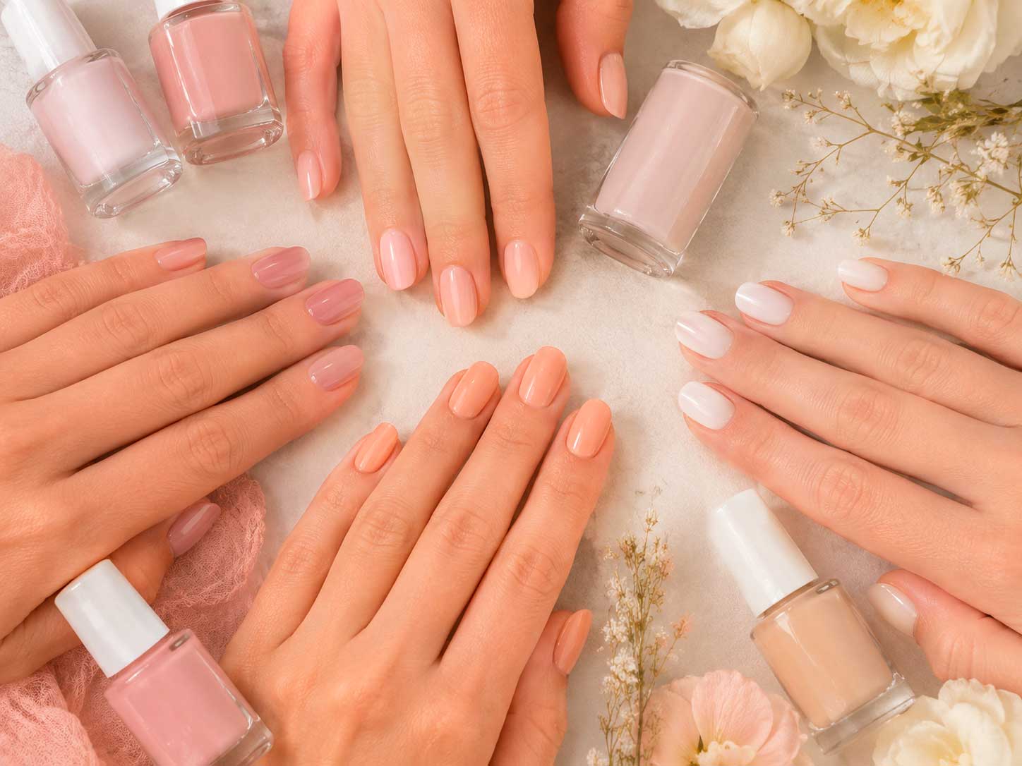 unhas claras e delicadas