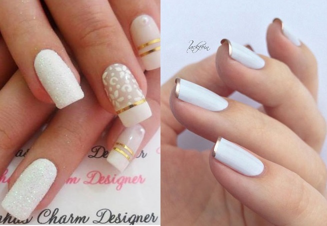 Unhas brancas com desenho