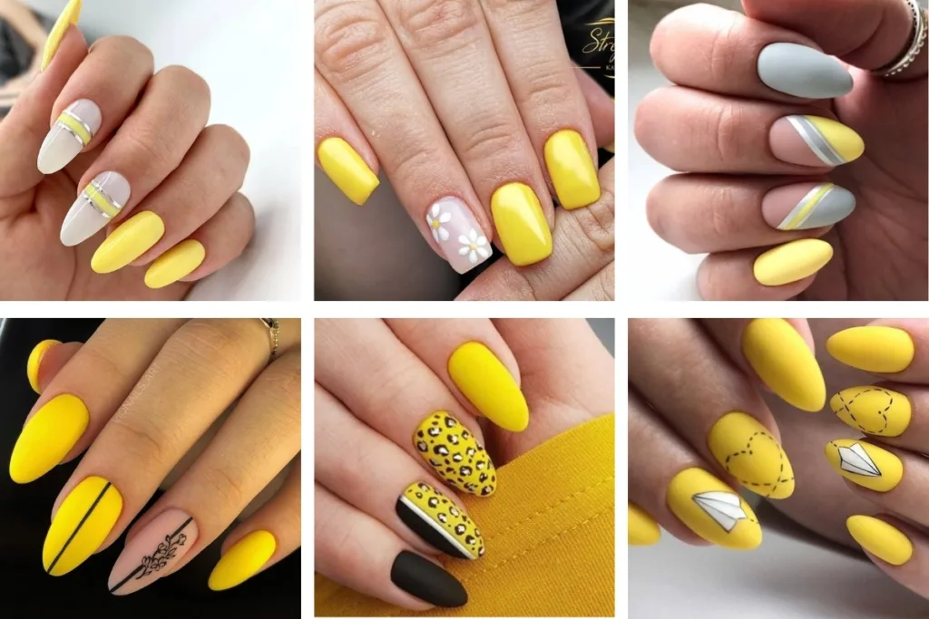 unhas amarelas decoradas