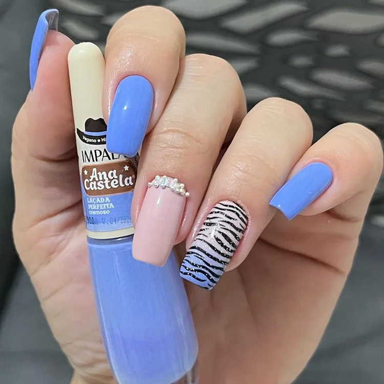 como fazer unha de gel azul bebe