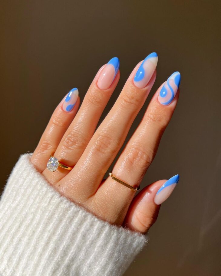 como fazer unhas azul claro decoradas