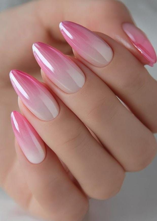 unhas de gel rosa