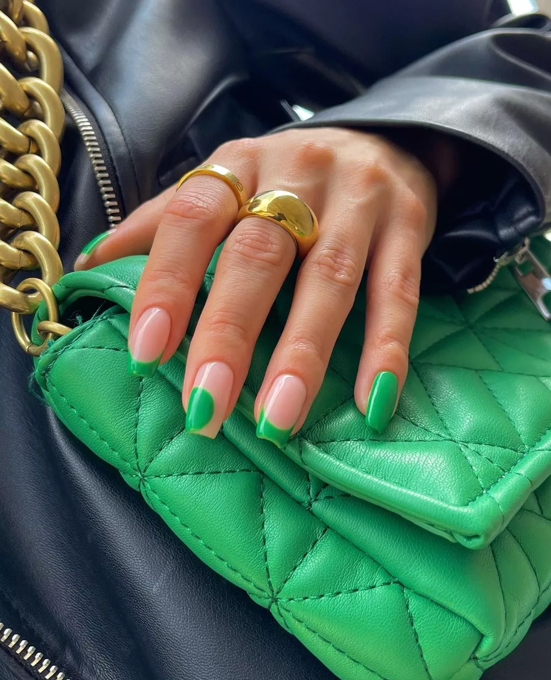 unhas de gel verde decoradas