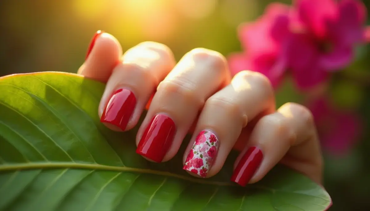 formato amendoado unhas vermelhas