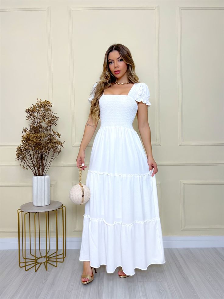 vestido longo branco elegante