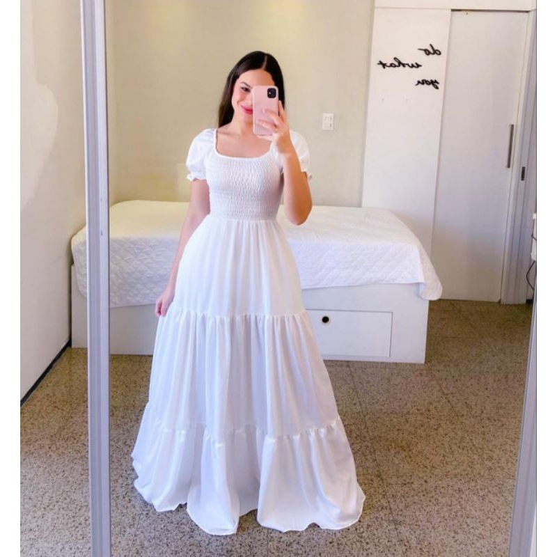 vestido branco longo plus size