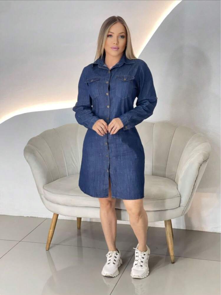 vestido camisa jeans feminino