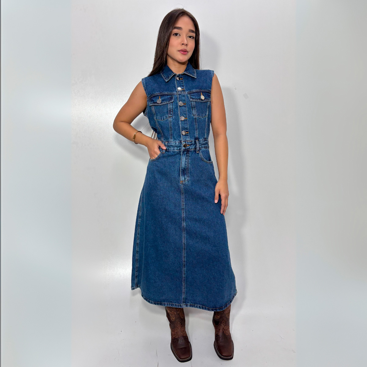 vestido camisa jeans feminino