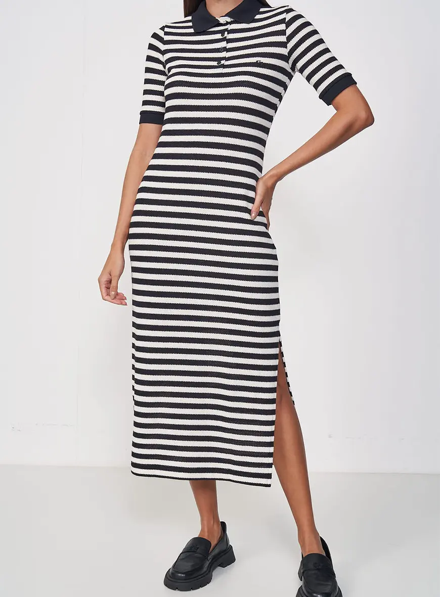 vestido polo feminino listrado