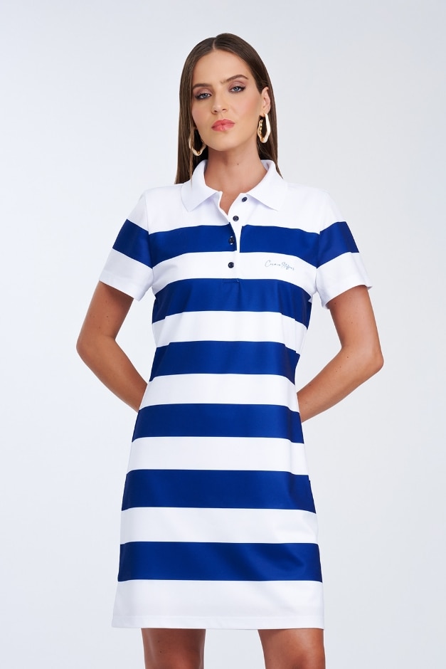 vestido polo midi listrado