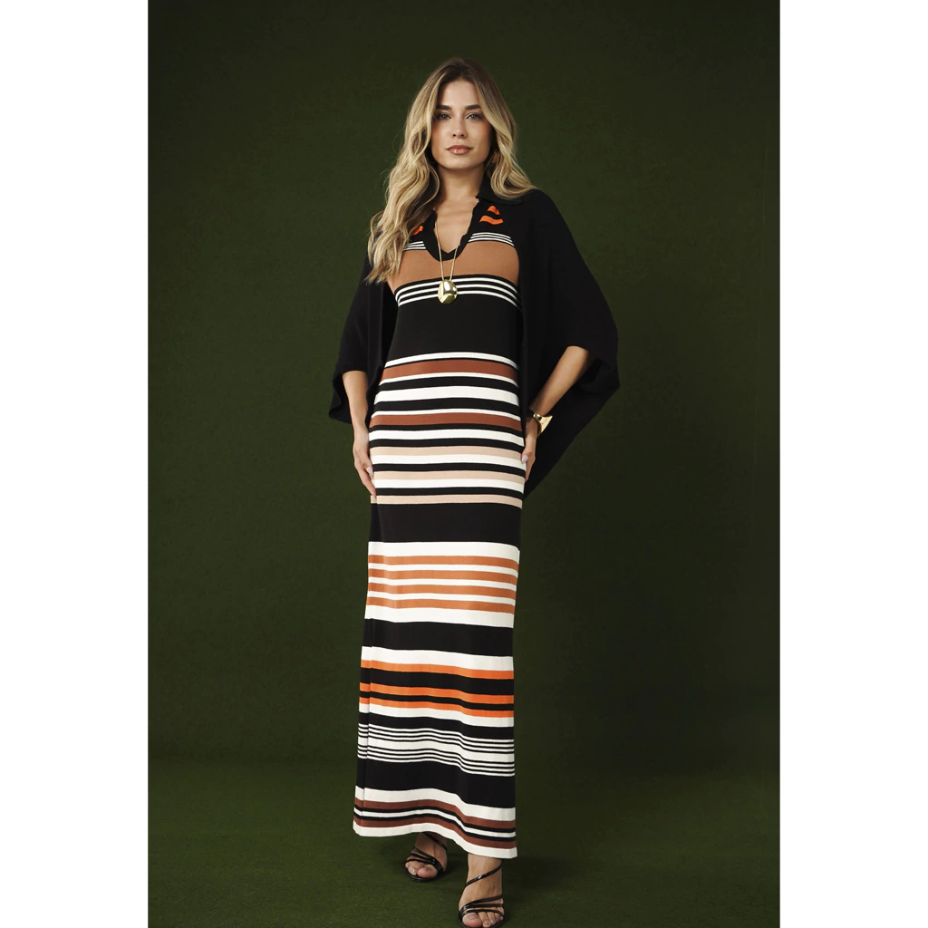 vestido casual com gola