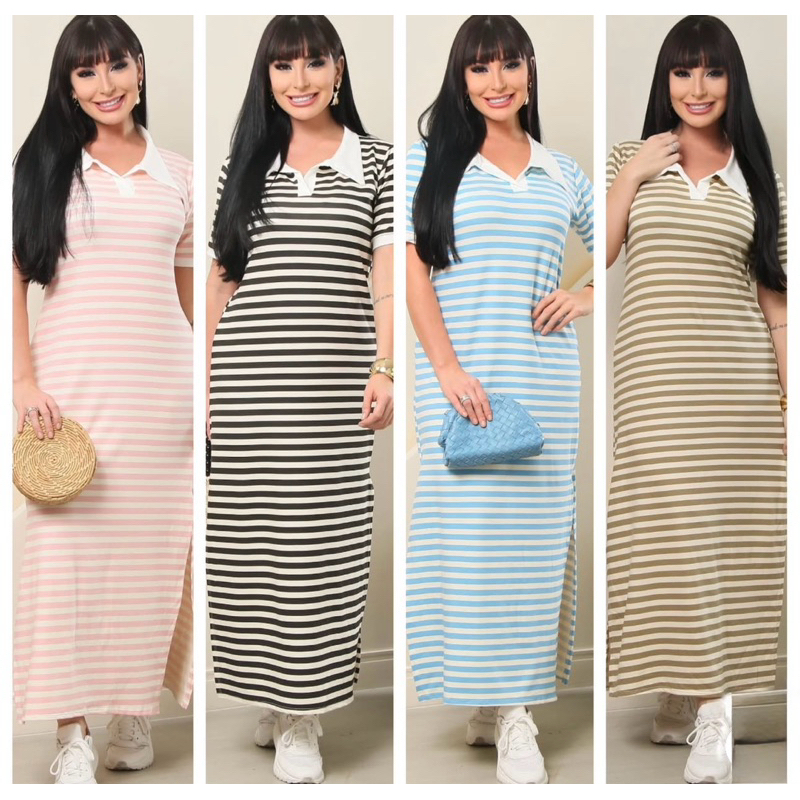 vestido listrado confortável