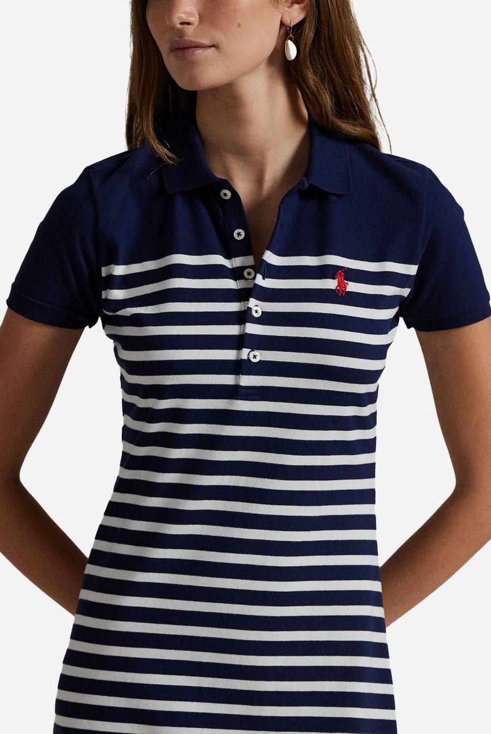 vestido polo longo listrado