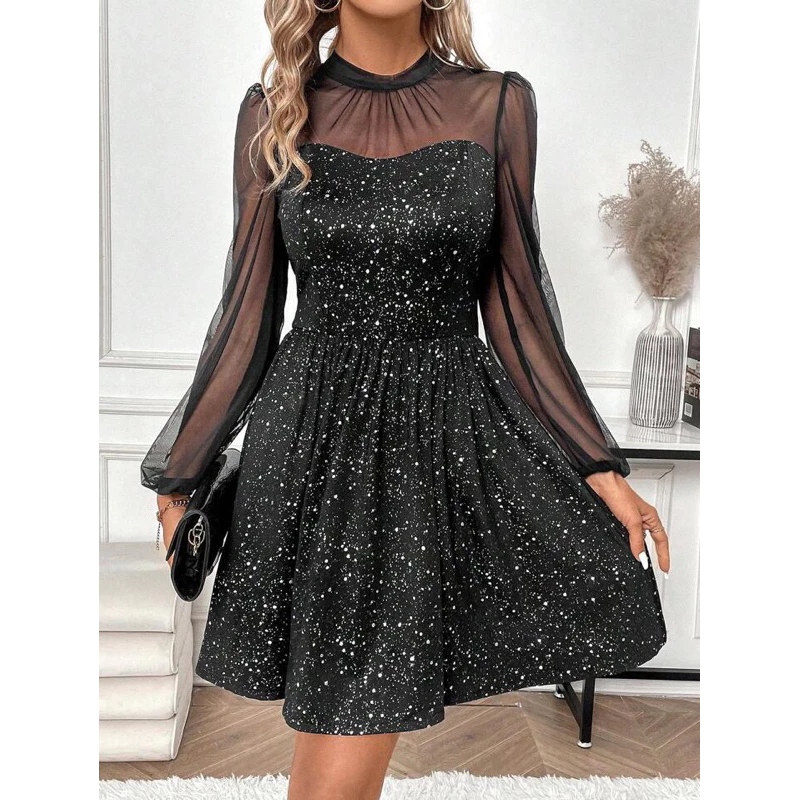 vestido curto com brilho sofisticado