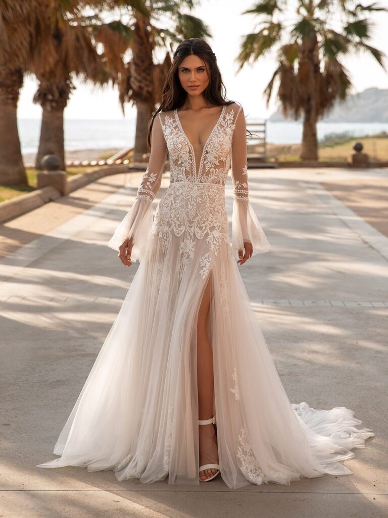 vestido de noiva para pôr do sol no campo