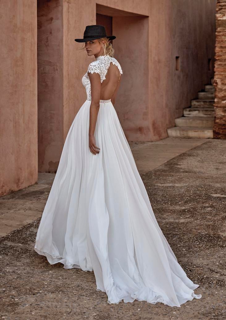vestido de noiva com renda para campo