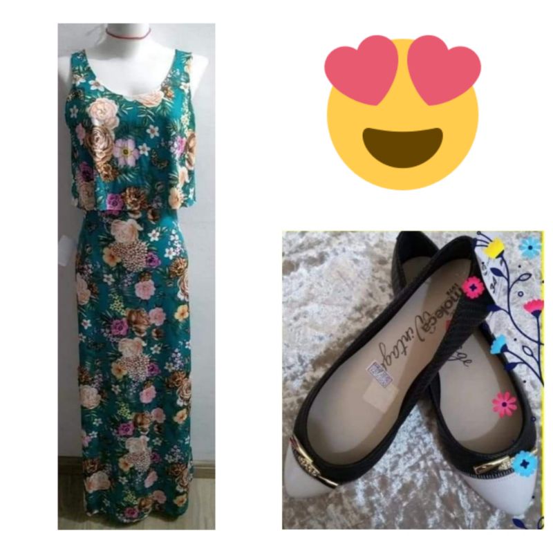 vestido longo com sapatilha