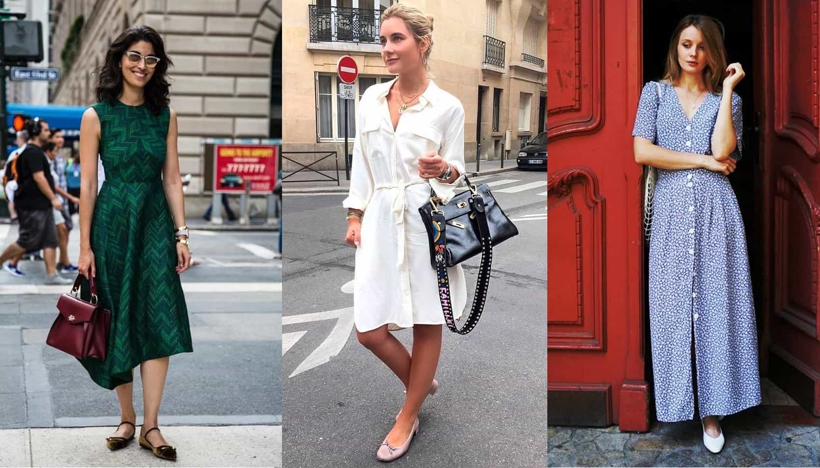 vestido e sapatilha elegante