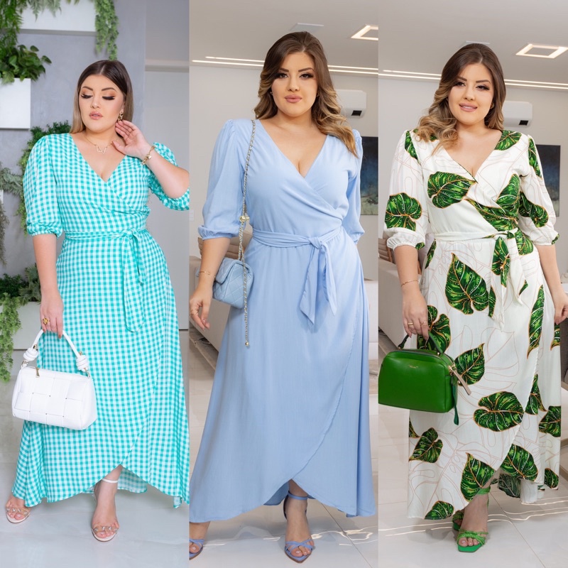 vestido envelope midi casual