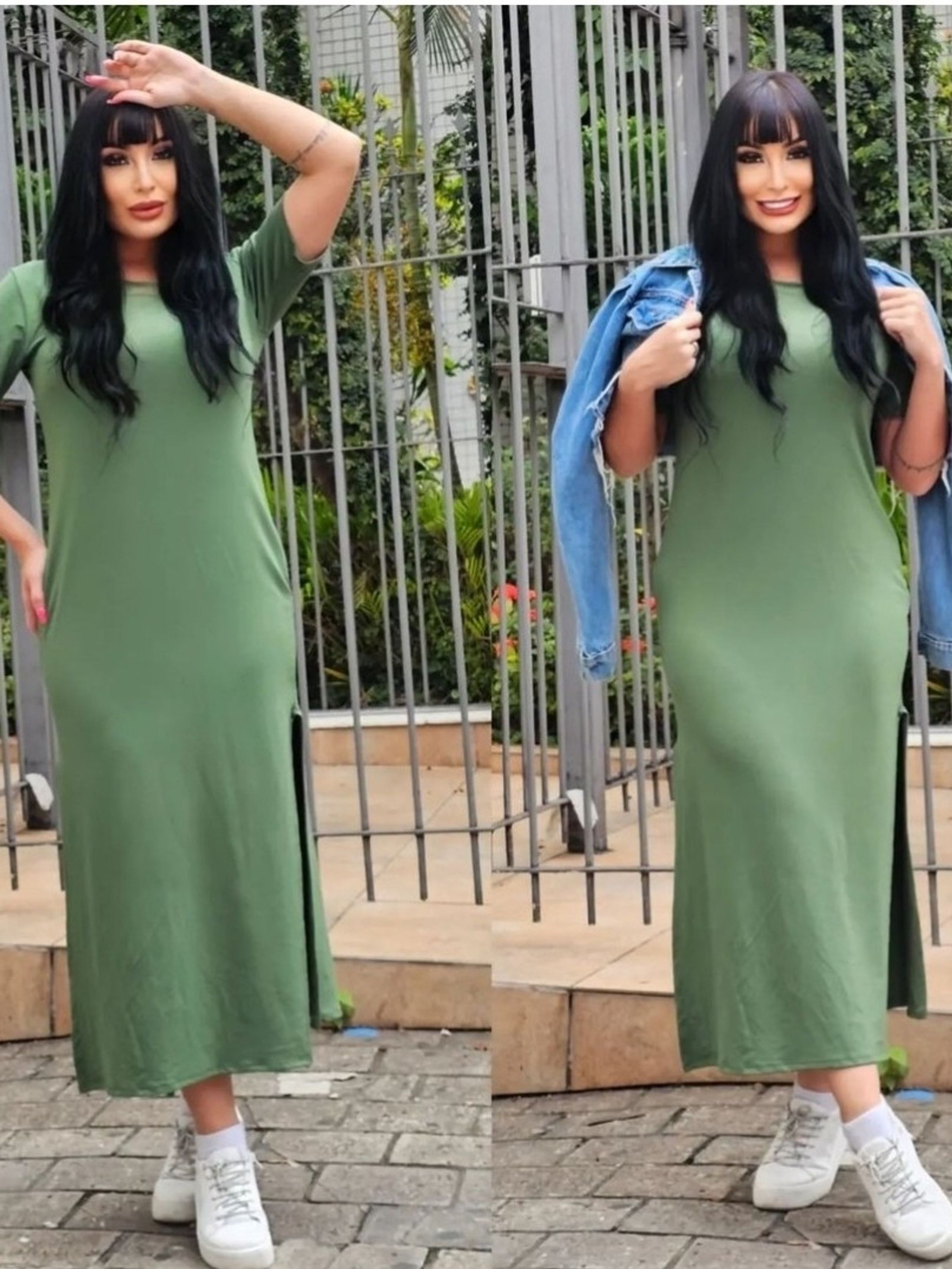 vestido midi viscolycra liso