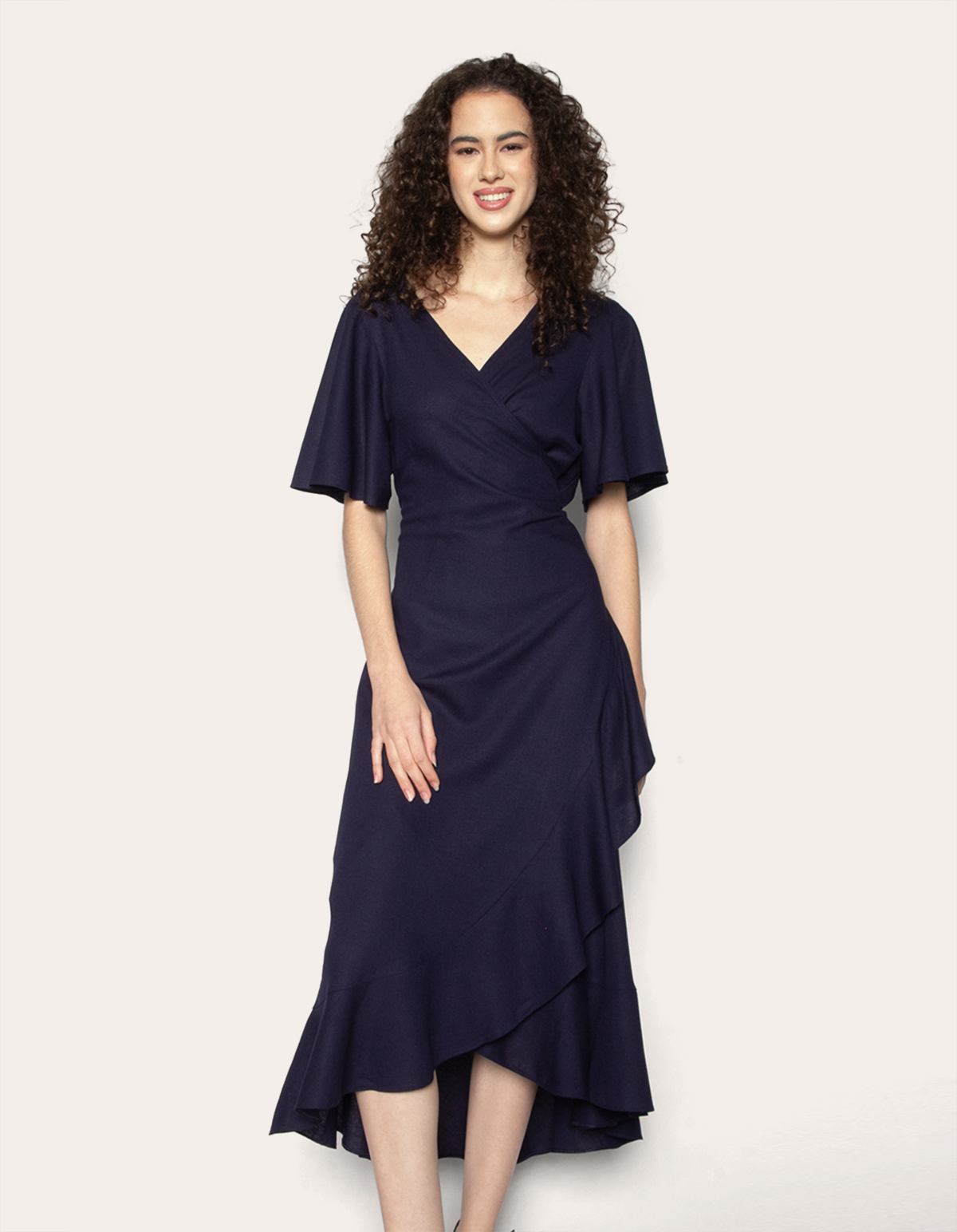 vestido envelope midi casual